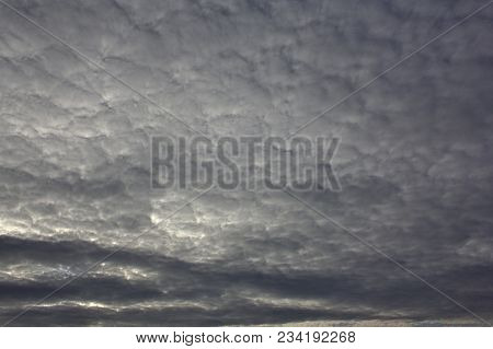 Evening Sky With Light Cirrus Clouds At Sunset