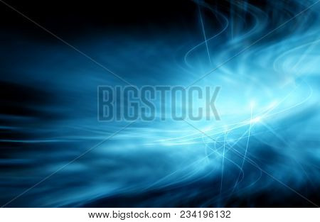 Abstract blue background, abstract lines twisting into beautiful bends