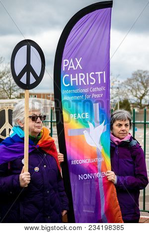 Protesters Gather Outside The Main Gate To The Awe, Aldermaston Uk