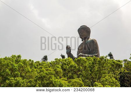 May 20, 2017. Hong Kong, China. The Enormous Tian Tan Buddha At Po Lin Monastery In Hong Kong.