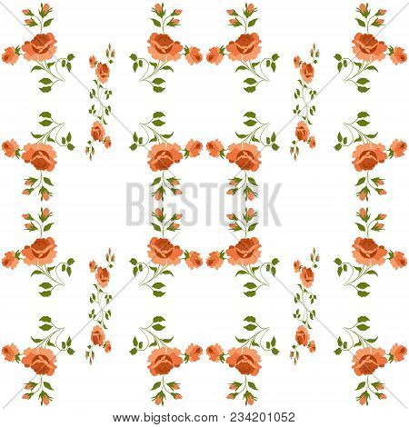 Seamless Pattern Of Roses On White Background.background Of Roses.