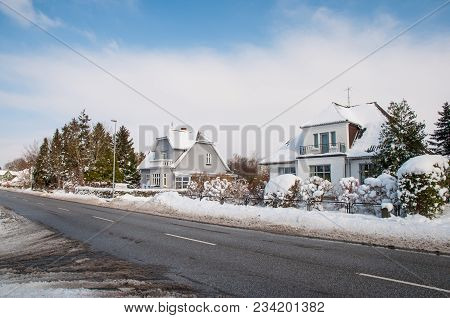 Main Street Of Town Of Soellested In Denmark