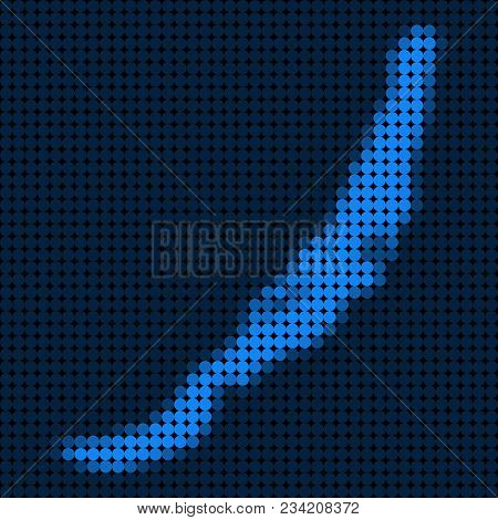 Dotted Pixelated Baikal Lake Map. Vector Geographic Map In Blue Colors. Vector Mosaic Of Baikal Lake
