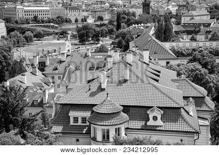 Lesser Town Or Little Quarter With Burgher Houses In Prague, Czech Republic, Top View. Travelling, W