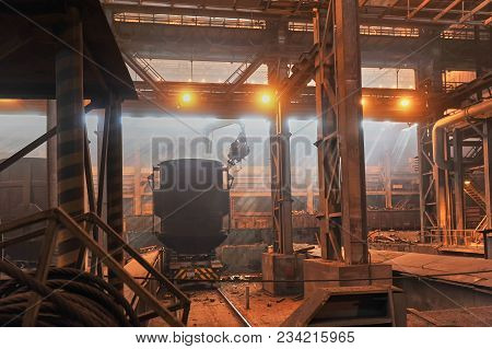 Scrappers Filled Container With Different Types Of The Steel Rubish Metall Scrap From Train Wagons
