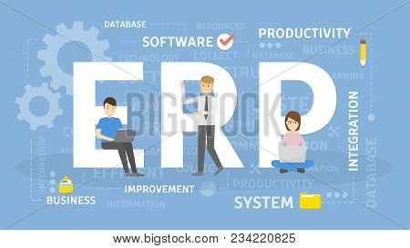Erp Concept Illustration. Idea Of Productivity And Improvement.