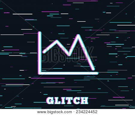 Glitch Effect. Line Chart Icon. Financial Graph Sign. Stock Exchange Symbol. Background With Colored