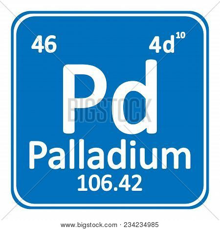Periodic Table Element Palladium Icon On White Background. Vector Illustration.