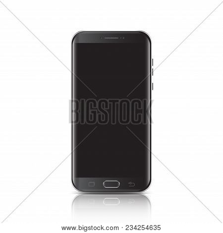 Modern Realistic Black Smartphone. Smartphone With Edge Side Style, 3d Vector Illustration Of Cell P