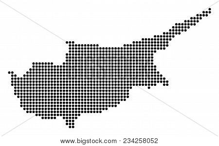 Dotted Cyprus Island Map. Vector Concept Of Cyprus Island Map Organized Of Round Pixels. Vector Geog