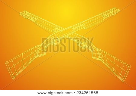 Shotgun Rifle Hunting Carbine Wireframe Low Poly Mesh Vector Illustration