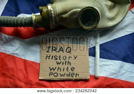 The scandal about poisoning of former spy Sergei Skripal. Concept.USA and British Flag background. April 1, 2018 in Kiev,Ukraine