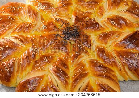 Baked Salty Bread Stuffed With Sheep Milk Cheese And Studded With Cumin
