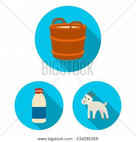 Milk Product Flat Icons In Set Collection For Design.milk And Food Vector Symbol Stock  Illustration