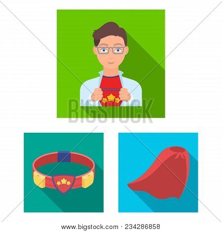 A Fantastic Superhero Flat Icons In Set Collection For Design. Superhero Equipment Vector Symbol Sto
