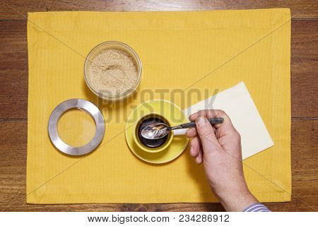 A Cup Of Coffee On The Wooden Table