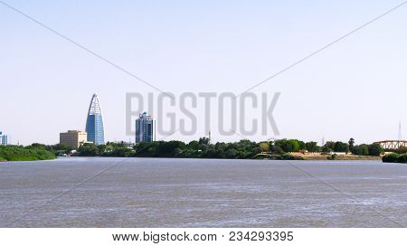 Aerial Panoramic View To Khartoum, Omdurman And Confluence Of The Blue And White Niles, Sudan