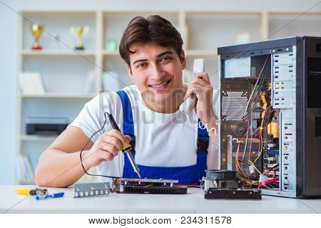 Computer hardware repair and fixing concept by experienced techn