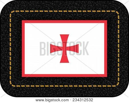 Historical Montenegrin Flag. Vector Icon On Black Leather Backdrop
