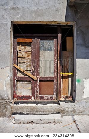 Old timeworn shabby doors in Cetinje, Montenegro.   