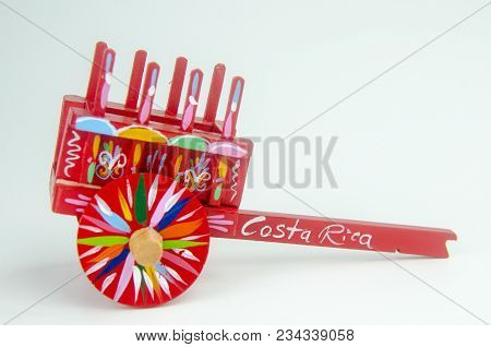 Traditional Decorated And Handcrafted Wagon Or Carreta Of Costa Rica