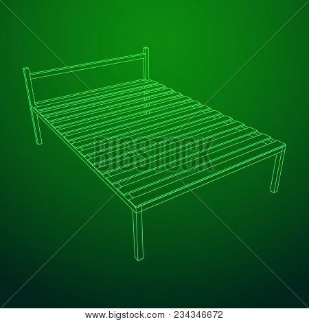 Base Orthopedic Bed Wireframe Low Poly Mesh Vector Illustration.