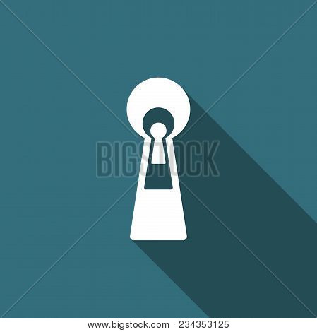 Keyhole Icon Isolated With Long Shadow. Key Of Success Solution, Business Concept. Keyhole Express T
