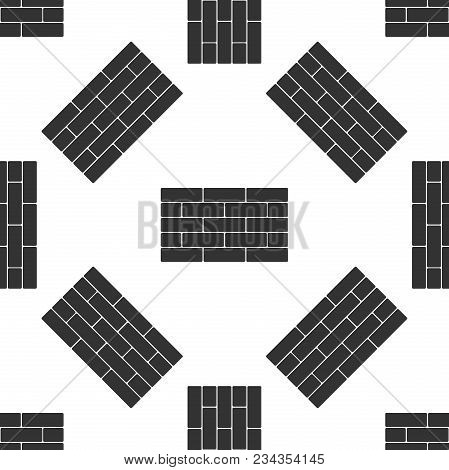 Bricks Icon Seamless Pattern On White Background. Flat Design. Vector Illustration