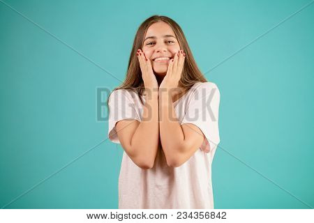 Smiling Spa Model Young Woman Like Her Clean Scin After Taking A Shower. Care About Skin, Health. Fa