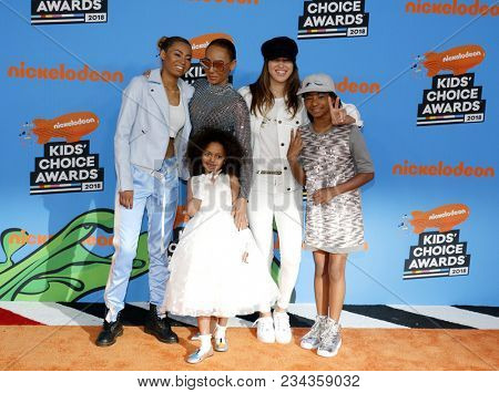 Mel B, Madison Brown Belafonte, Angel Iris Murphy Brown and Phoenix Chi Gulzar at the Nickelodeon's 2018 Kids' Choice Awards held at the Forum in Inglewood, USA on March 24, 2018.