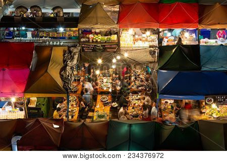 Bangkok, Thailand - 18 February 2018 : Train Night Market Ratchada In Bangkok, Thailand.