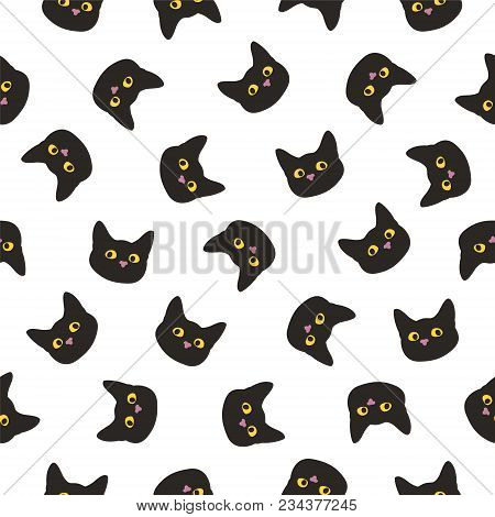 Seamless Patten. Black Cat Muzzle