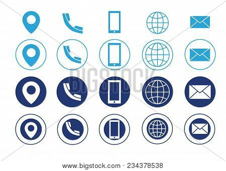 Blue Vector Business Card Contact Information Icons