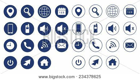 Blue Web Icons Set For Websites And Applications