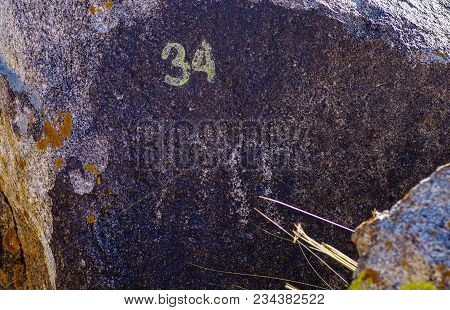 Ancient Site With Petroglyphs Near Cholpon-ata,  Kyrgyzstan During Summer