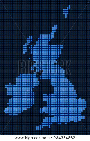 Dot Great Britain And Ireland Map. Vector Mosaic Of Great Britain And Ireland Map Constructed Of Squ