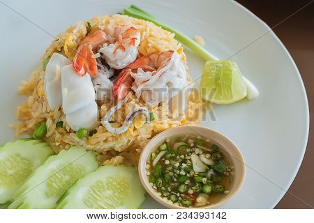 Fried Rice Seafood With Shrimp  Squid And Crab.