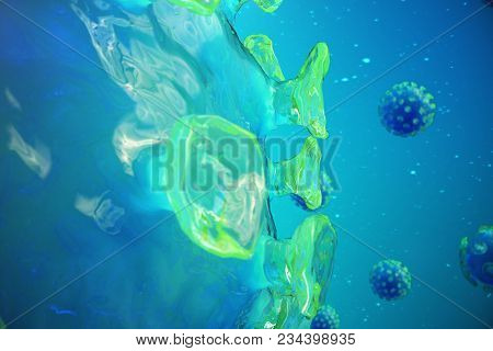 3d Illustration Pathogenic Viruses Causing Infection In Host Organism. Viral Disease Epidemic. Virus