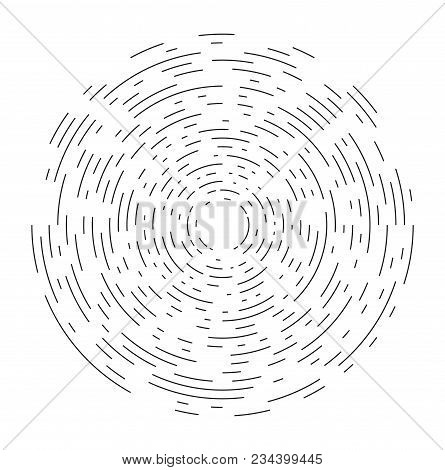 Set Of Vector Round Elements From Lines Of Various Thickness, Forming An Optical Illusion. Eps