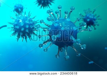 3d Illustration Pathogenic Viruses Causing Infection In Host Organism. Viral Disease Epidemic. Virus