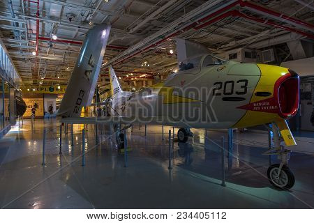 New York, Nyc, Usa- August 30, 2017: Interiors Of The Uss Intrepid, Essex-class Aircraft Carriers, A