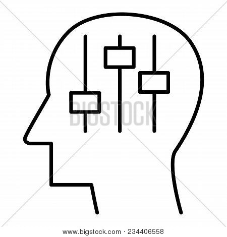 Human Head With Settiings Inside Linear Icon. Psychology. Mechanisms Of The Brain. Technology Progre