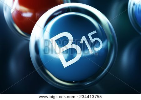 Vitamin B15, On Black Background. Symbol Of Health And Longevity. 3d Rendering