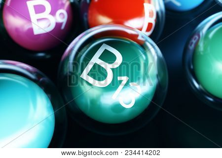 Vitamin B13, On Black Background. Symbol Of Health And Longevity. 3d Rendering