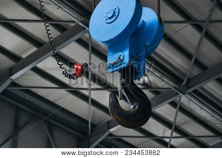 Crane Hook For Overhead Crane In Factory, Close-up
