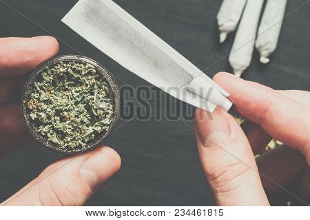 The Man Twists The Canth From Fresh Marijuana