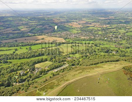 Paragliders Flying Above The Malvern Hills, Worcestershire