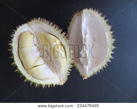 Indonesian Fruit Durian, The Edible Flesh Emits A Distinctive Odour That Is Strong And Penetrating E