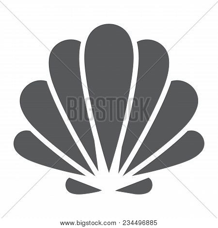 Seashell Glyph Icon, Animal And Underwater, Shell Sign Vector Graphics, A Solid Pattern On A White B