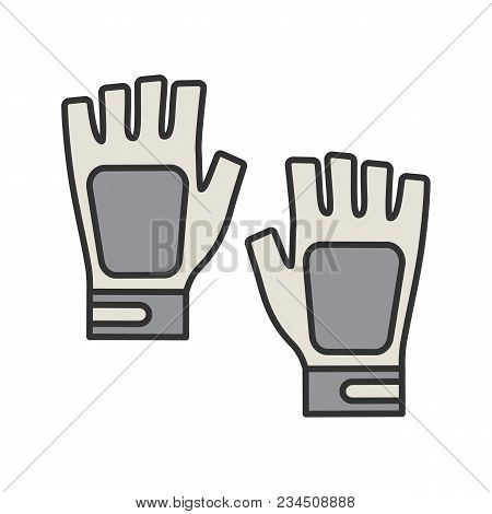 Fingerless Gym Gloves Color Icon. Isolated Vector Illustration